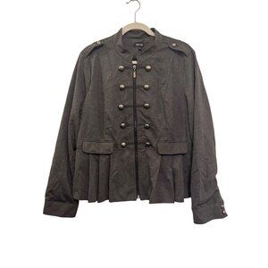 APT. 9 Womens Military-Style Jacket XL Gray Full-Zip Button Detail Polyester Ble